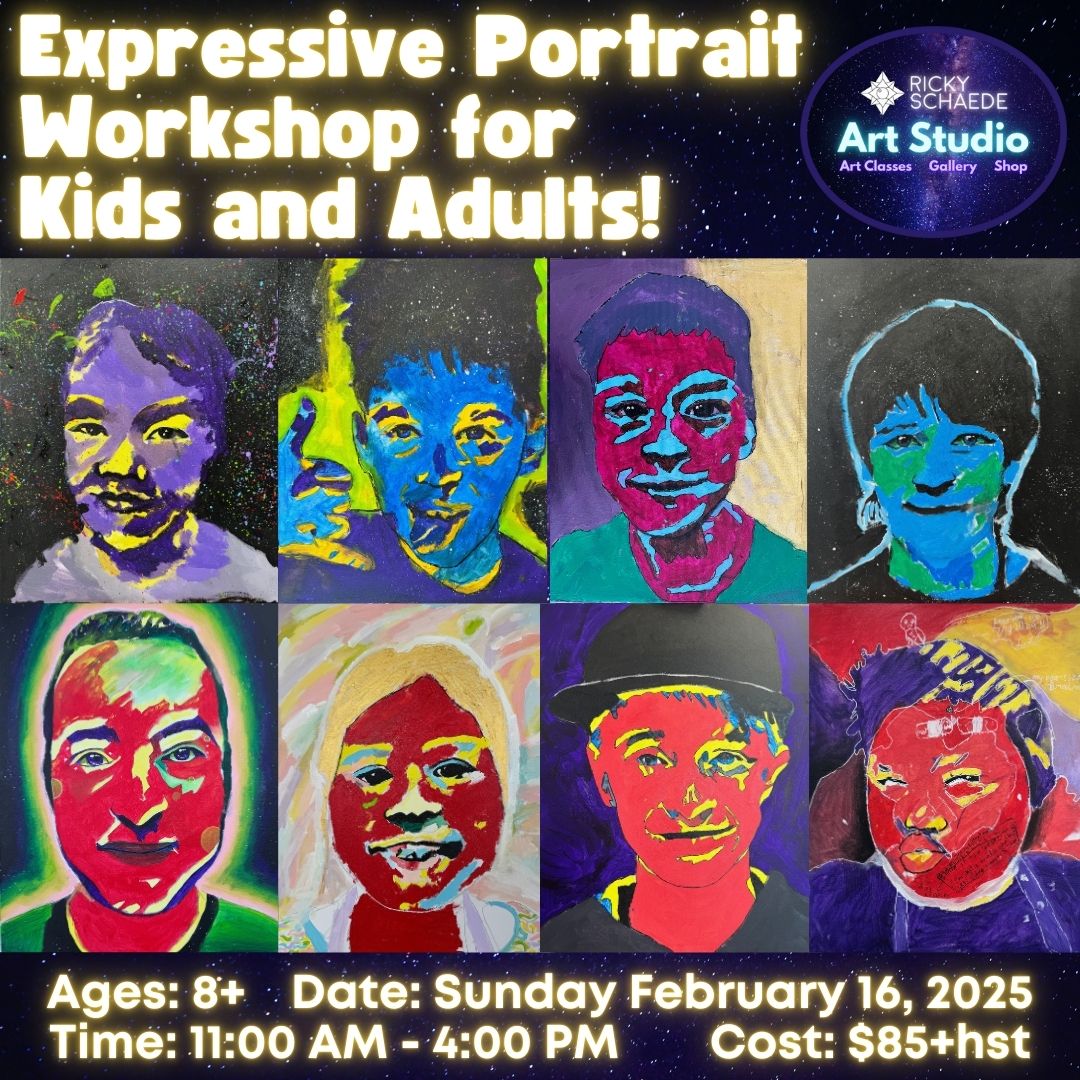 Expressive Portraits Workshop for Kids and Adults! * Sunday February 16th 2025 * 11:00 AM - 4:00 PM