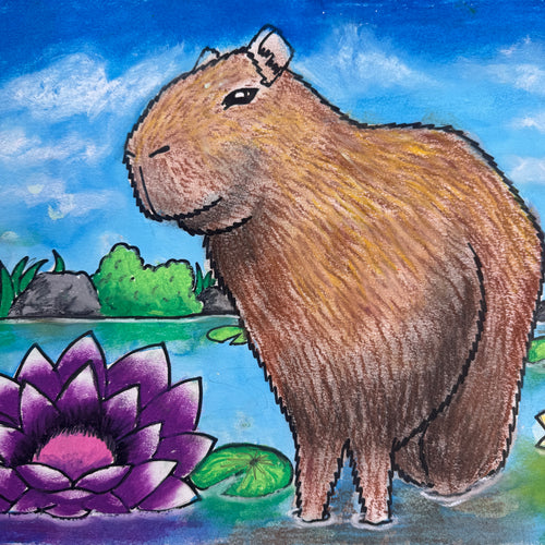 Watercolour & Pastel Capybara * Tuesday March 17 2026 *AM* 10:00 AM - 12:00 PM * (Ages 6-13)