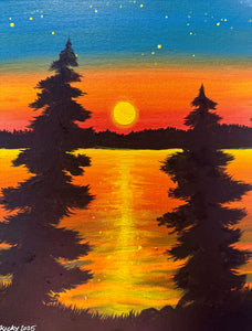 Muskoka Sunset Painting Family Art Night! * Friday September 19th, 2025 * 5:00 PM - 8:00 PM * Adults and Kids Ages 6+ ($50 Per Person)
