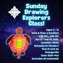 Winter Sunday Drawing Explorers Art Class with Ricky * 6 Sundays, 2:00 PM - 4:00 PM * January 12 - February 23, 2025