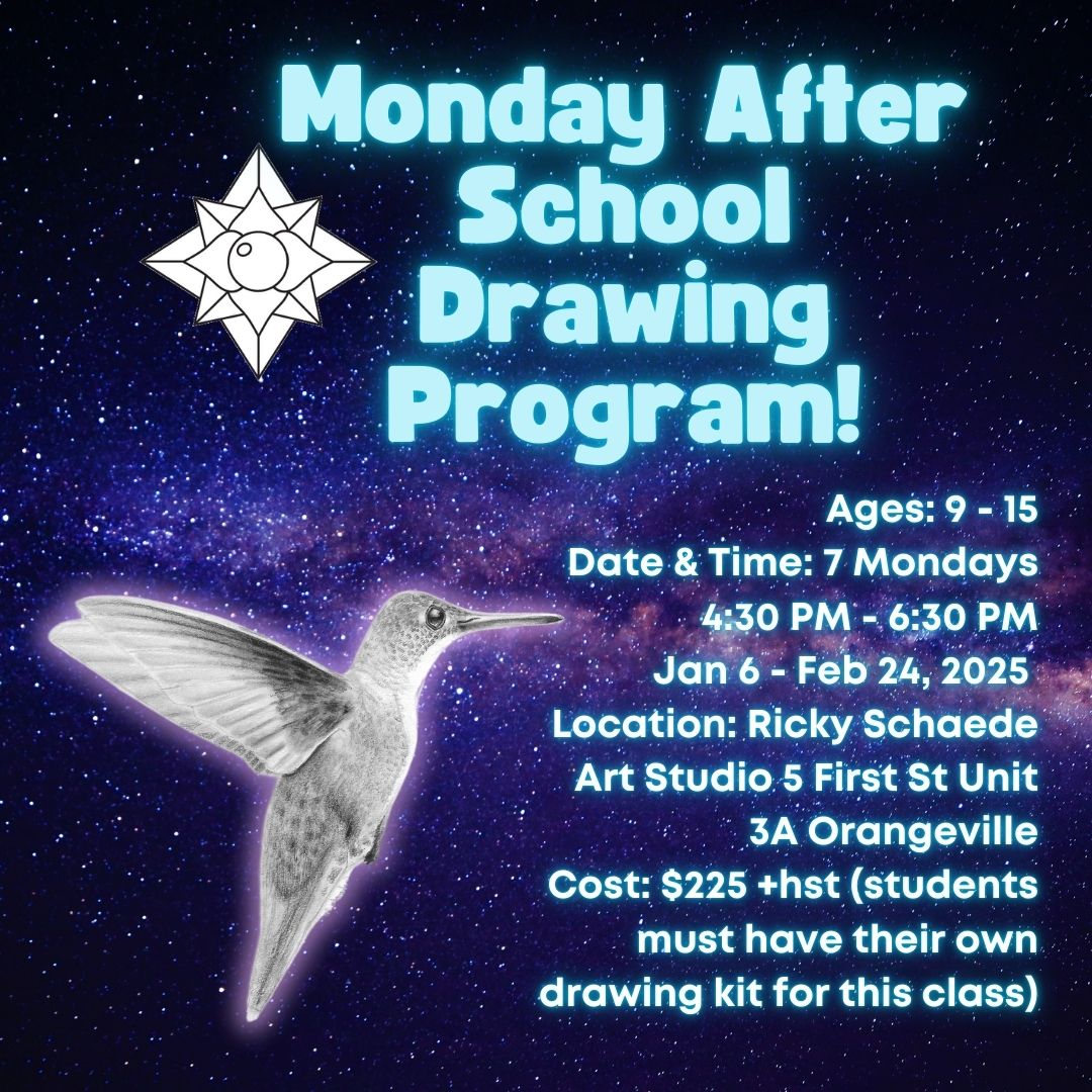 Winter Monday After School Drawing Program with Ricky * 7 Mondays 4:30 PM - 6:30 PM * January 6 - February 24, 2025