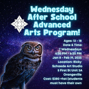 Winter Wednesday After School Advanced Arts Class with Ricky * 4:30 PM - 6:30 PM * 7 Wednesdays, January 8 - February 19, 2025.