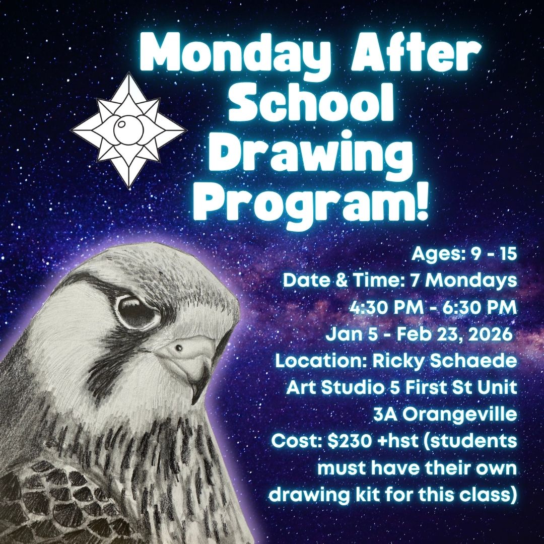 Winter Monday After School Drawing Program with Ricky * 7 Mondays 4:30 PM - 6:30 PM * January 5 - February 23, 2026