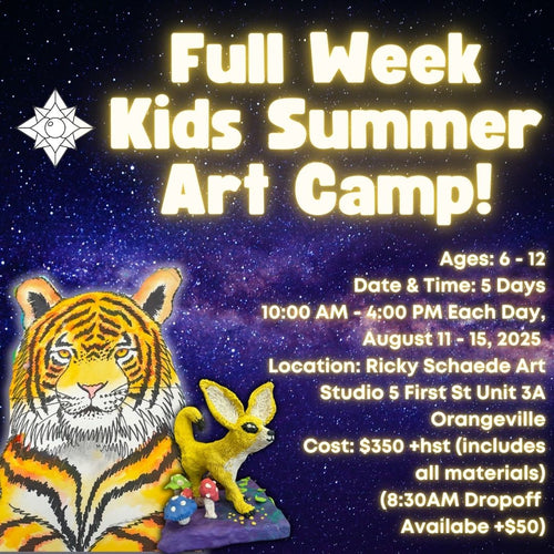 Full Week Kids Summer Art Camp with Ricky * 5 Days, August 11 - 15, 2025 * 10:00 AM - 4:00 PM Each Day * Ages 9-15 (early dropoff available at 8:30AM)