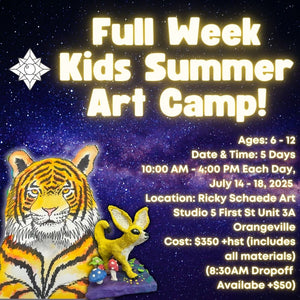 Full Week Kids Summer Art Camp with Ricky * 5 Days, July 14 - 18, 2025 * 10:00 AM - 4:00 PM Each Day * Ages 9-15 (early dropoff available at 8:30AM)