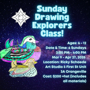 Spring Sunday Drawing Explorers Art Class with Ricky * 6 Sundays, 2:00 PM - 4:00 PM * March 9 - April 27, 2025