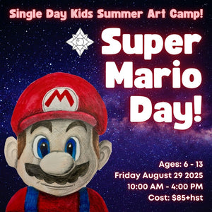 Super Mario Day! * Single Day Kids Summer Art Camp, Friday August 29 2025 * 10:00 AM - 4:00 PM * Ages 6-13