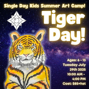 Tiger Day! * Single Day Kids Summer Art Camp, Tuesday July 29th, 2025 * 10:00 AM - 4:00 PM * Ages 6-13